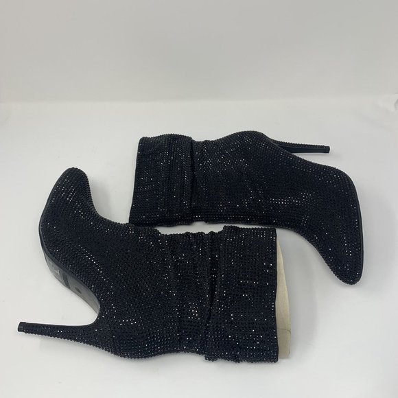 Nine West Dazzle 2 Ankle Boots Womens 10.5M Black Almond Toe Stiletto Heel S0537 - Picture 2 of 10